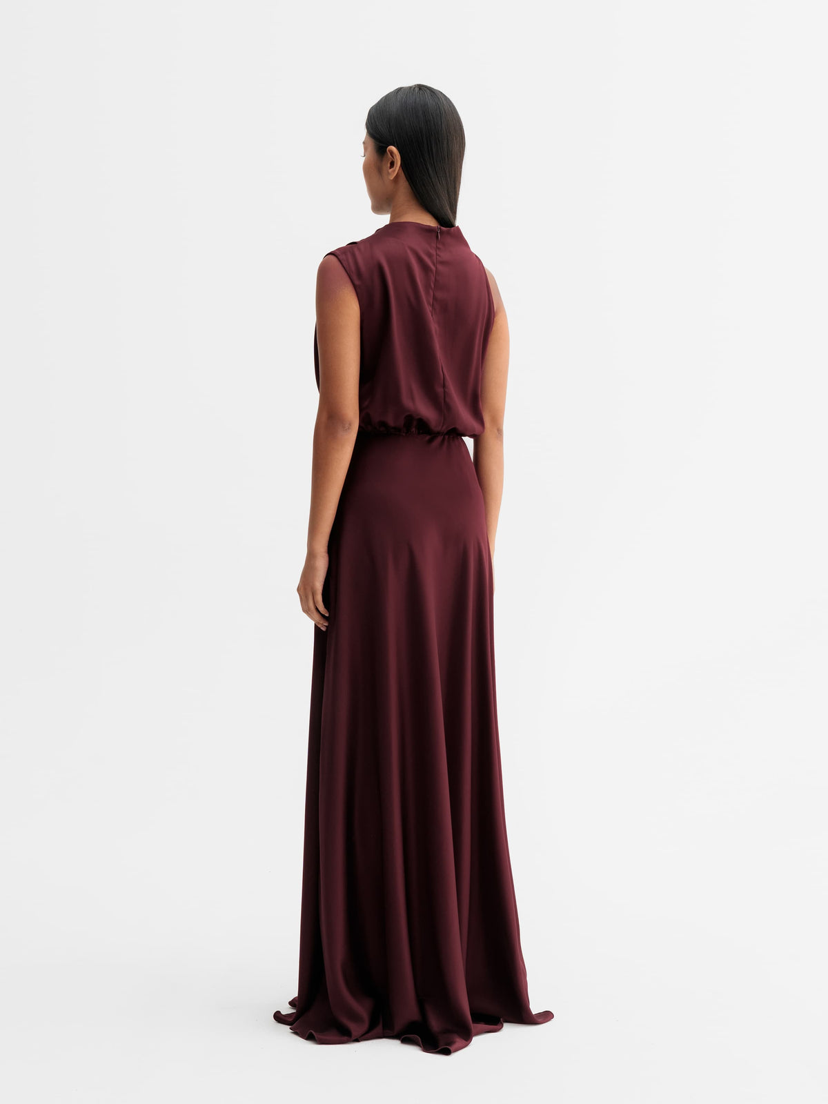 Eli Satin Dress - Burgundy