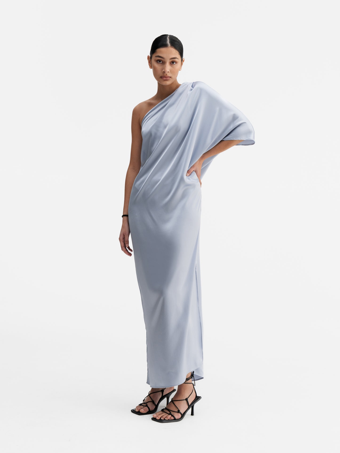 Ella Satin Dress - Denim Blue