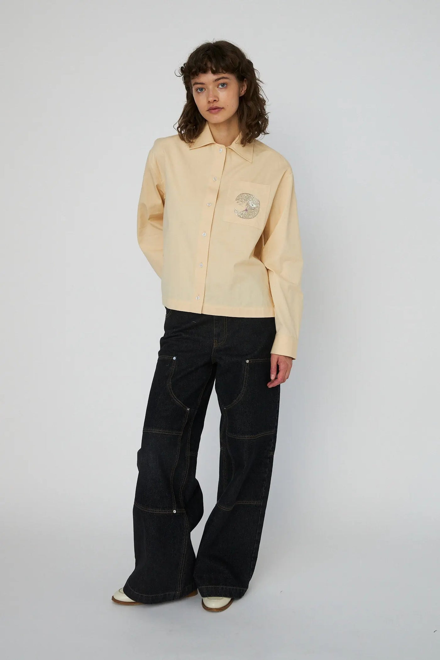 Embellished Moon Shirt - Crème-Brûlée