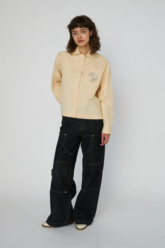 Embellished Moon Shirt - Crème-Brûlée