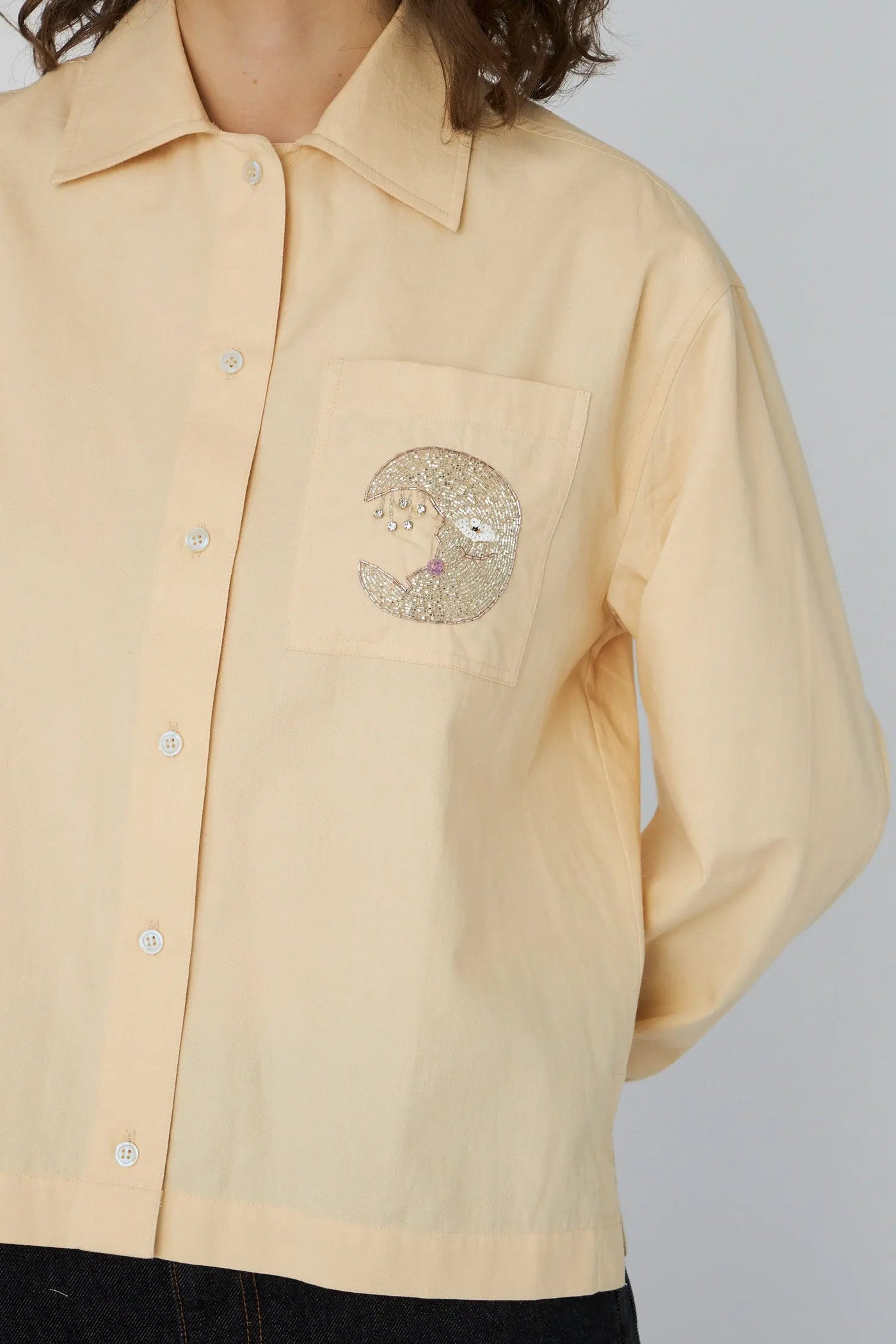 Embellished Moon Shirt - Crème-Brûlée
