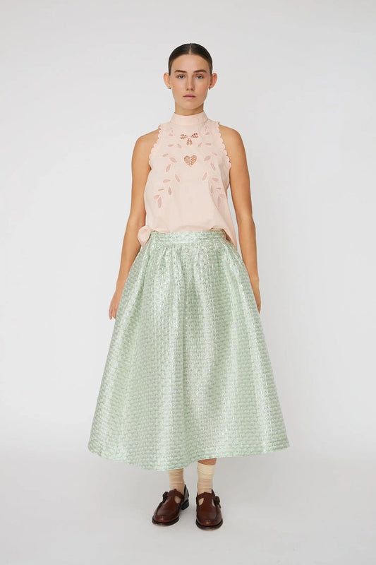 Embroidery Anglaise Halterneck Top - Soft Powder