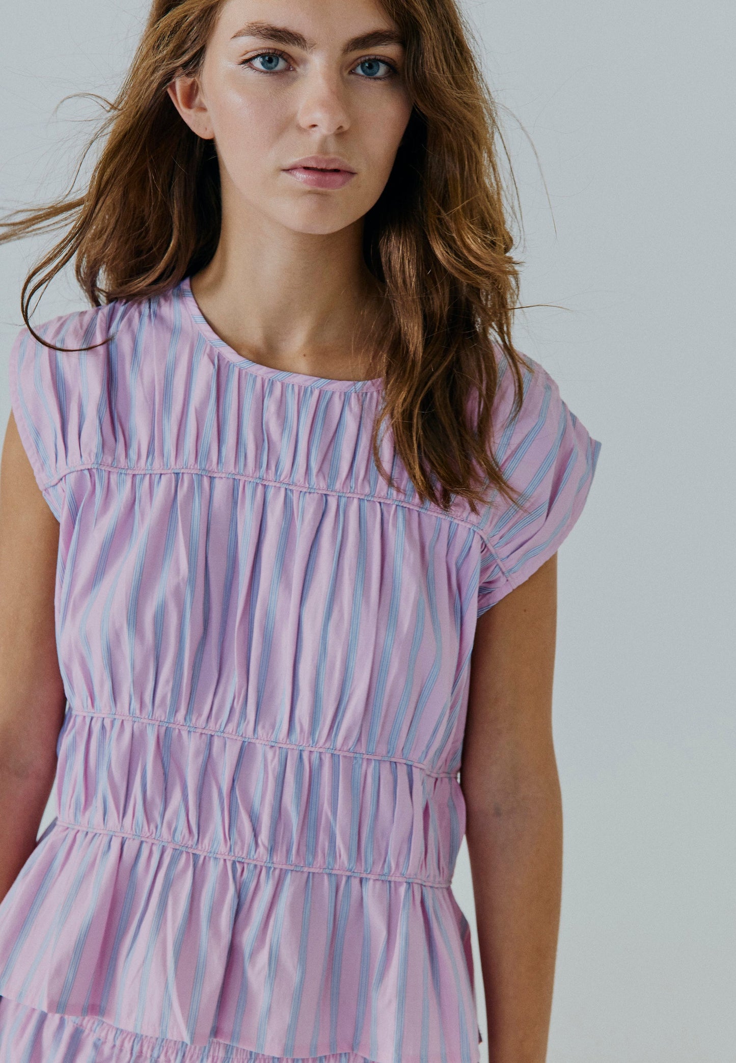 Emily Top - Blue/Pink Stripe