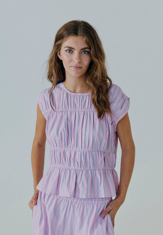 Emily Top - Blue/Pink Stripe