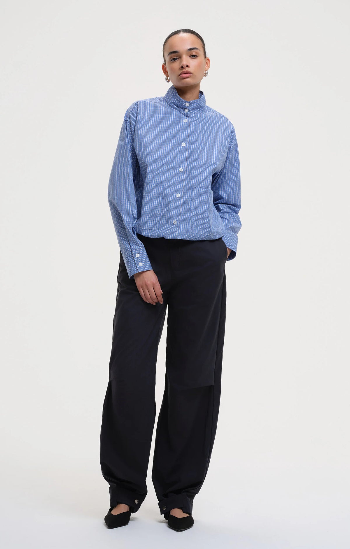 Tasia Drawcord Shirt - Light Blue