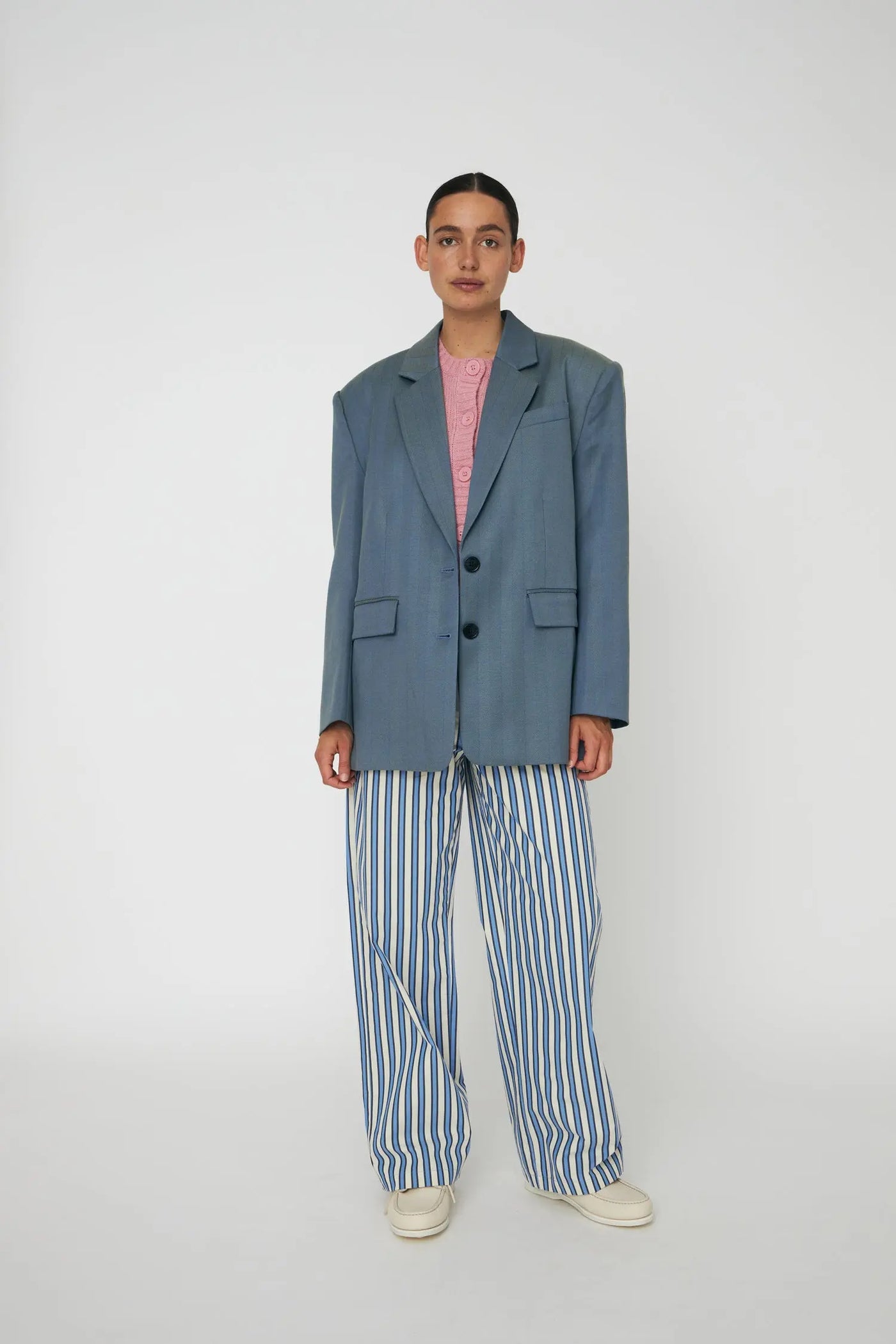 Herringbone Blazer - Aqua Green