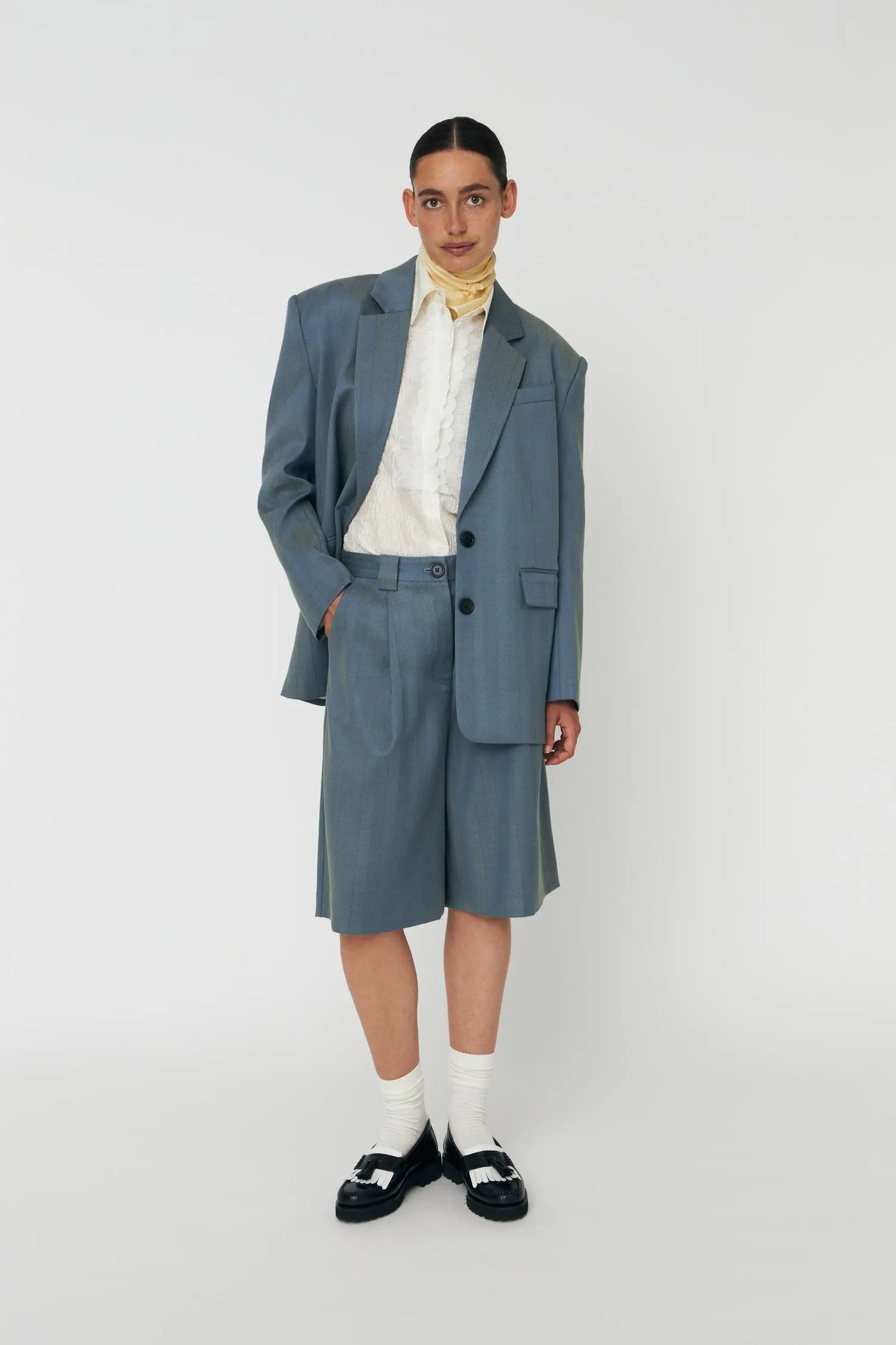 Herringbone Blazer - Aqua Green