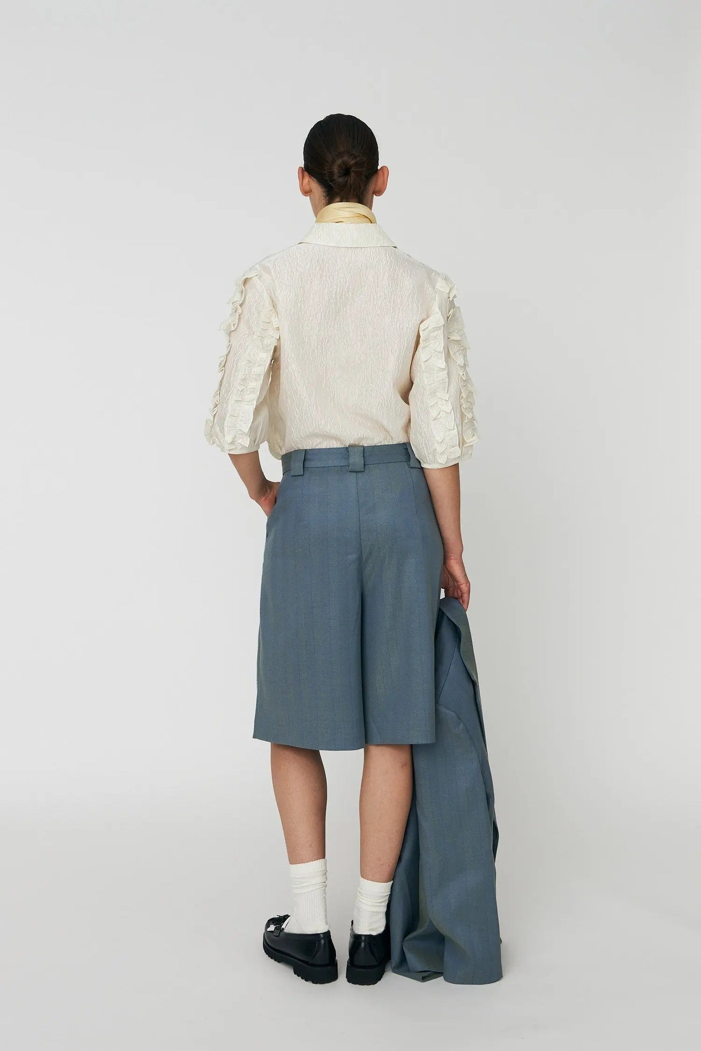 Herringbone Suiting Shorts - Aqua Green