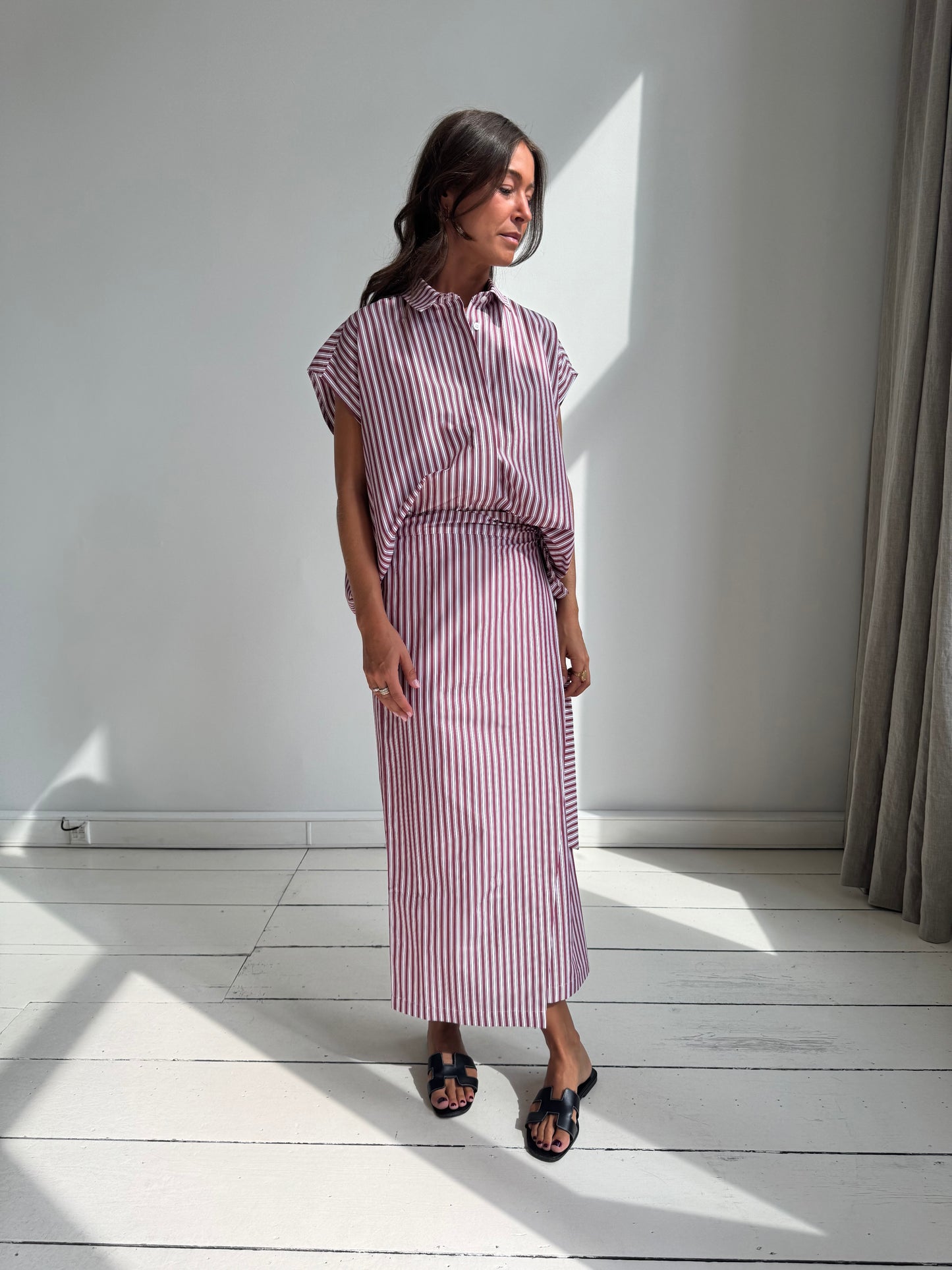 Pixie Wrap Skirt - Pink/Burgundy Stripes