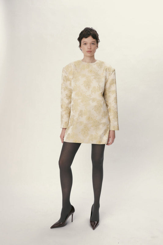 Jacquard Mini Dress - Yellow Tones