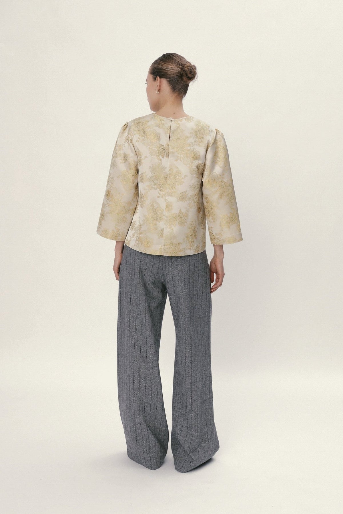Jacquard Woven Blouse - Yellow Tones