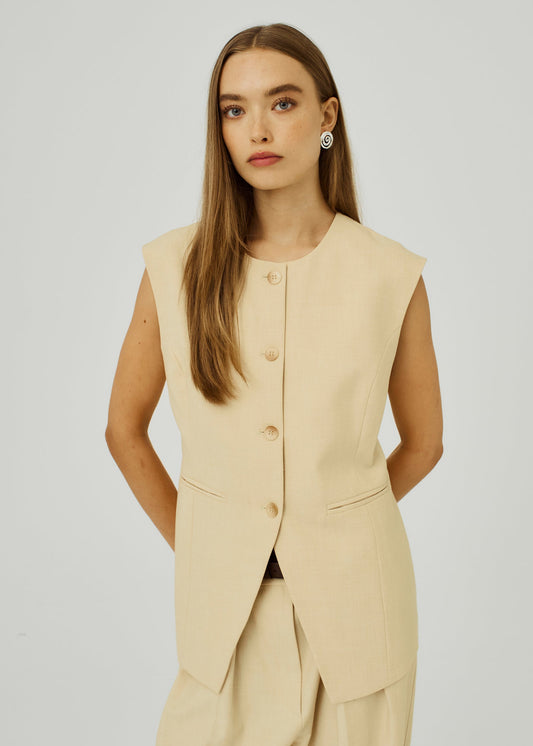 Kamin Shaped Waistcoat - Dusty Yellow