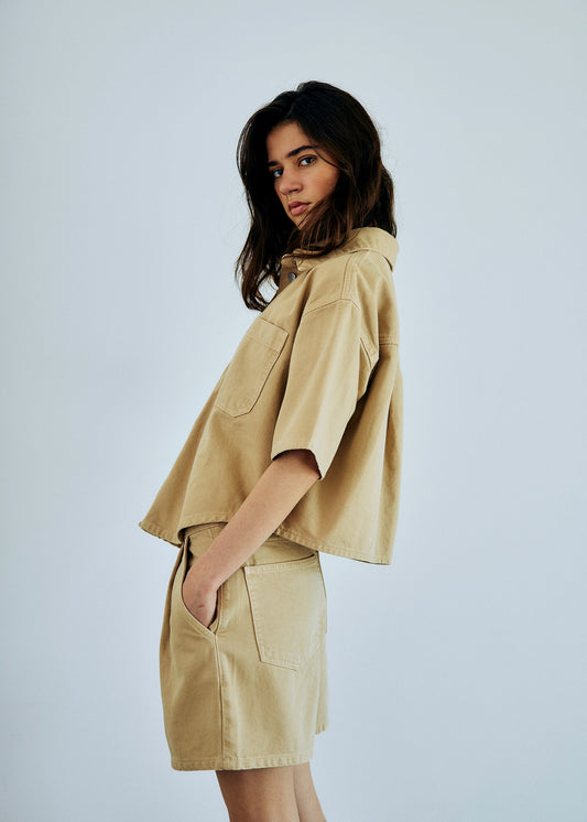 Kenzie Pleat Shorts - Light Sand
