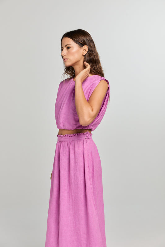 Romeo Linen Top - Orchid