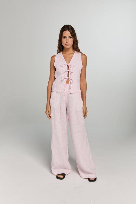 Gigi Linen Top - Soft Pink