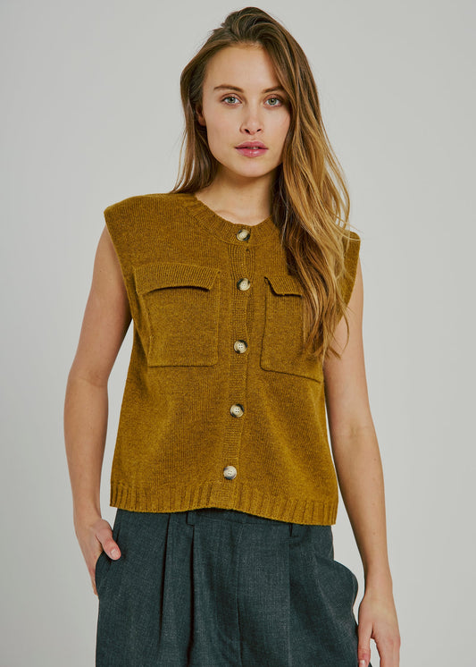 Lucinda Wool Knit Waistcoat - Olive
