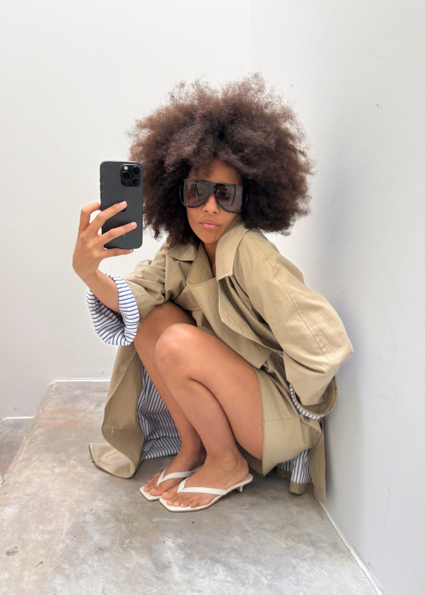 Cellie Trench - Beige/Light Blue