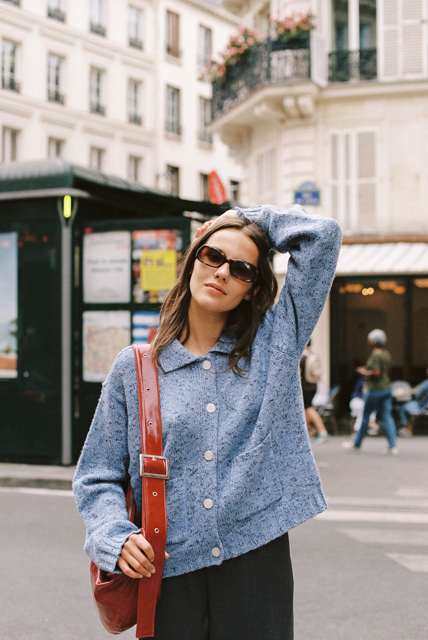 Klo Boxy Knit Cardigan - Blue