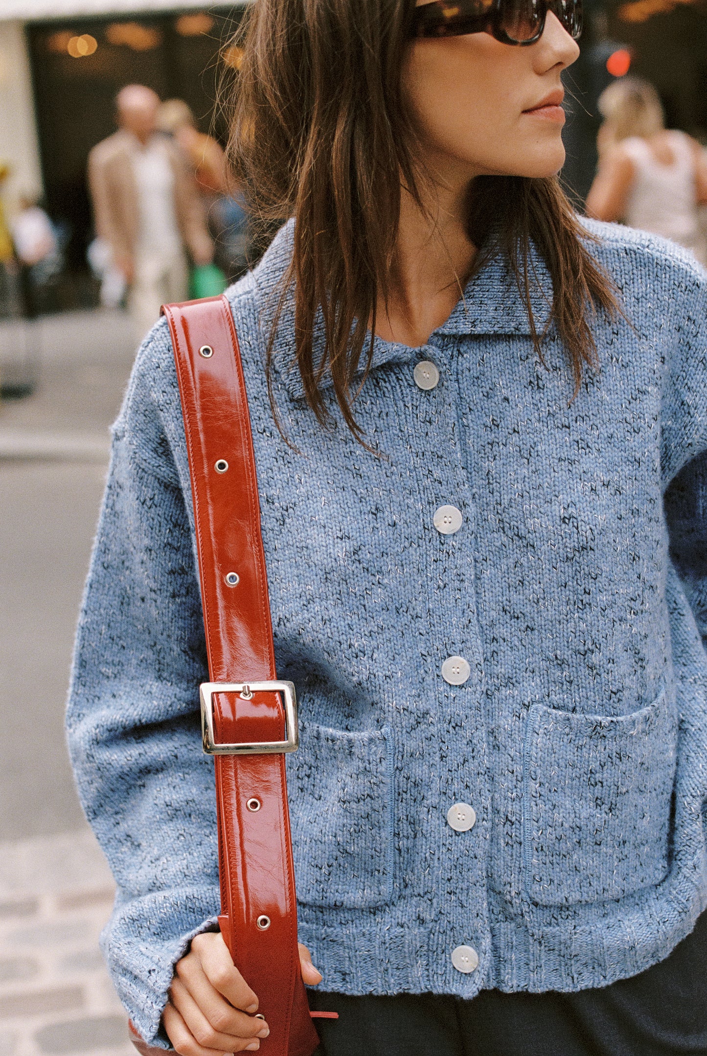 Klo Boxy Knit Cardigan - Blue