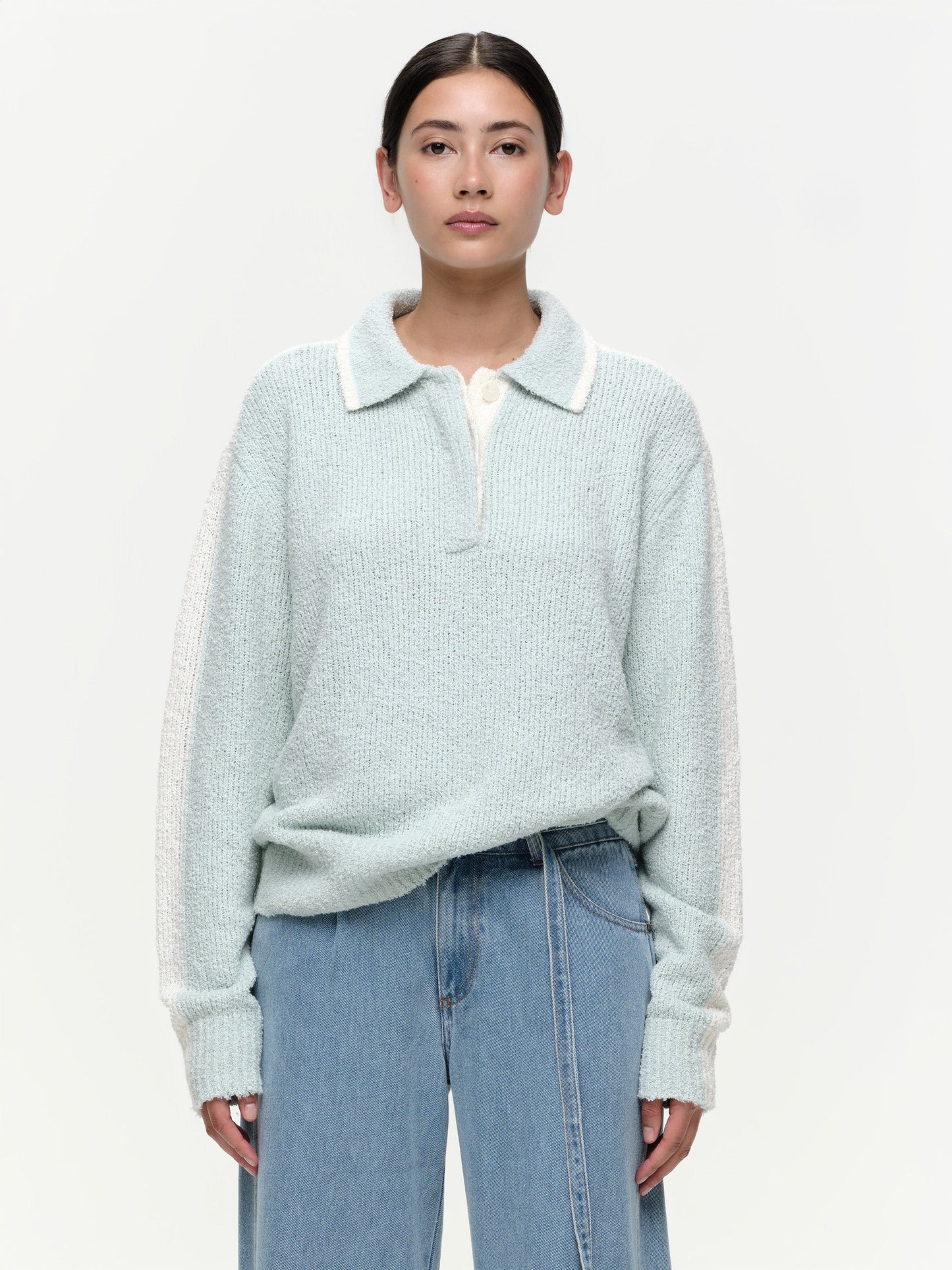 Kayar Longsleeve Boucle Polo - Light Blue