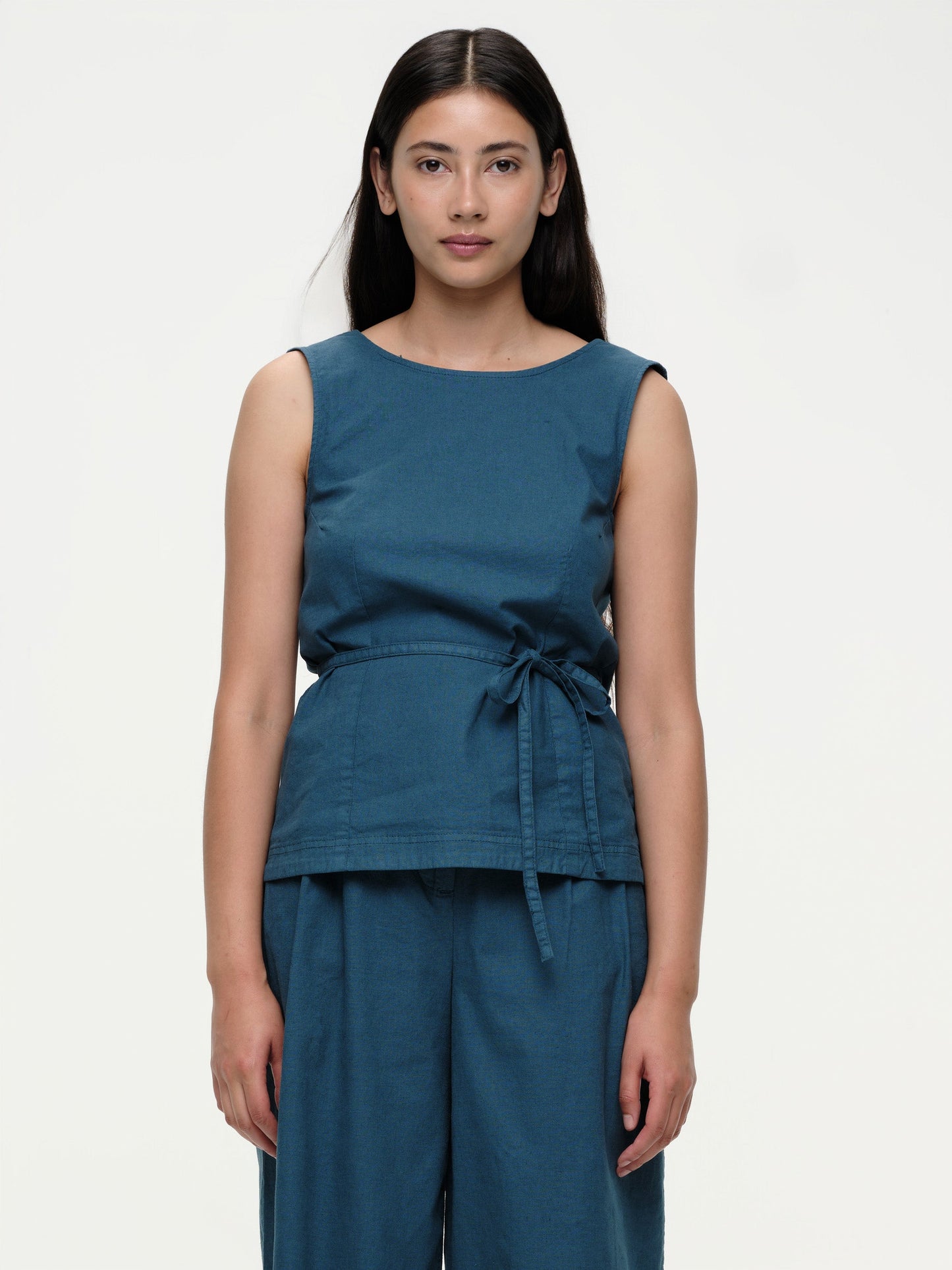 Tomoko Linen Wrap Top - Petrol