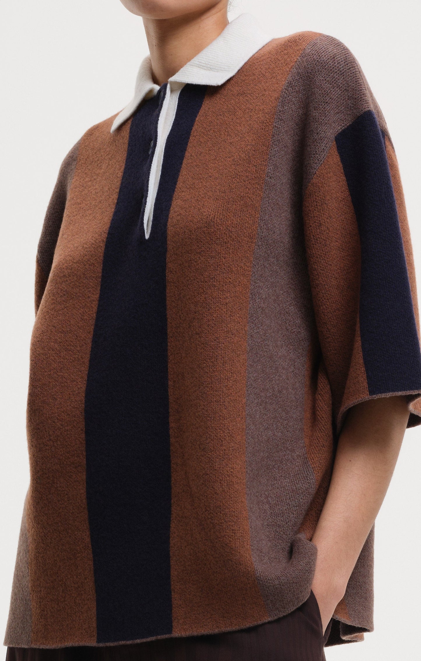 Kayla Polo Stripe Jumper - Brown