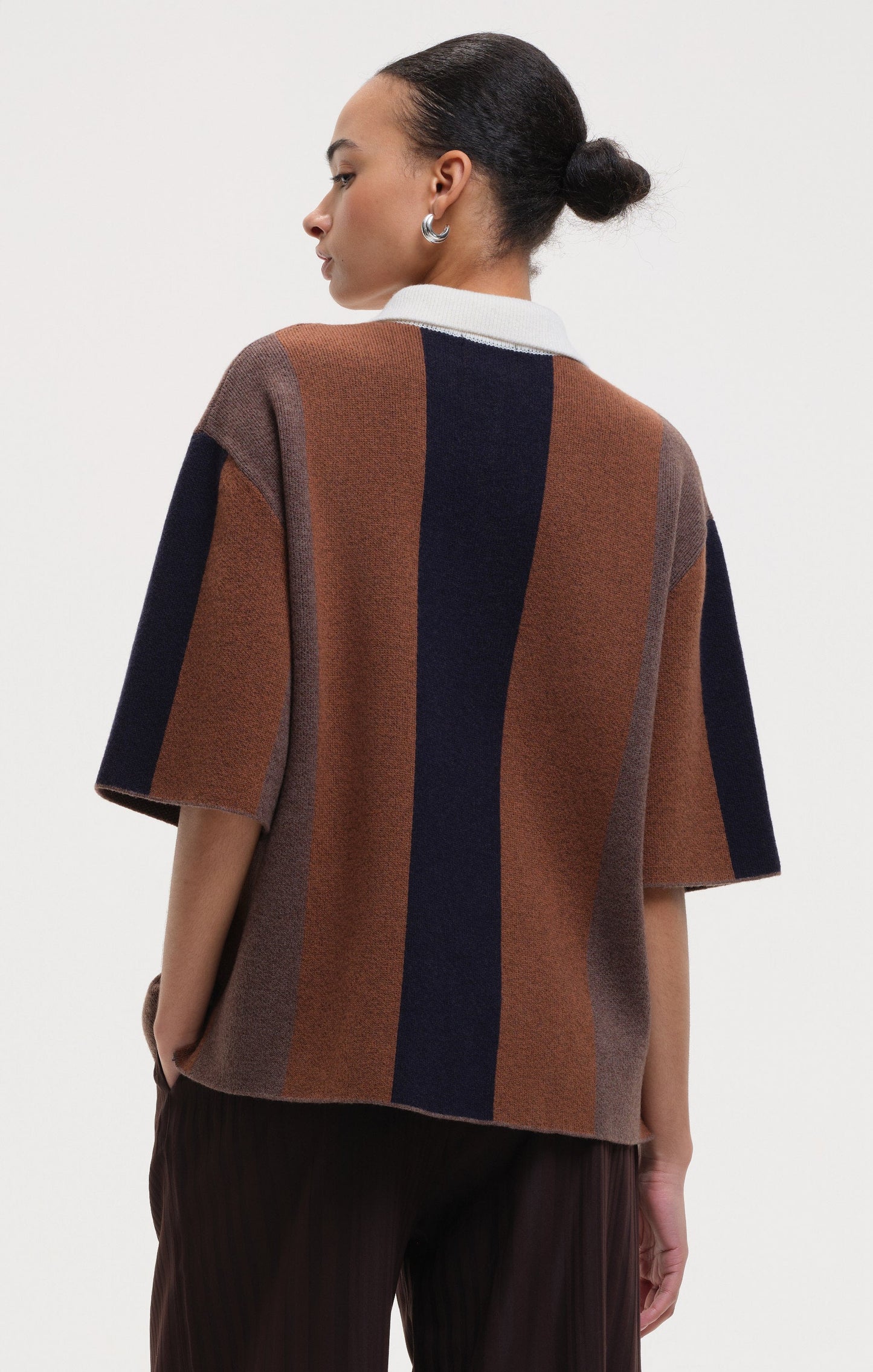 Kayla Polo Stripe Jumper - Brown
