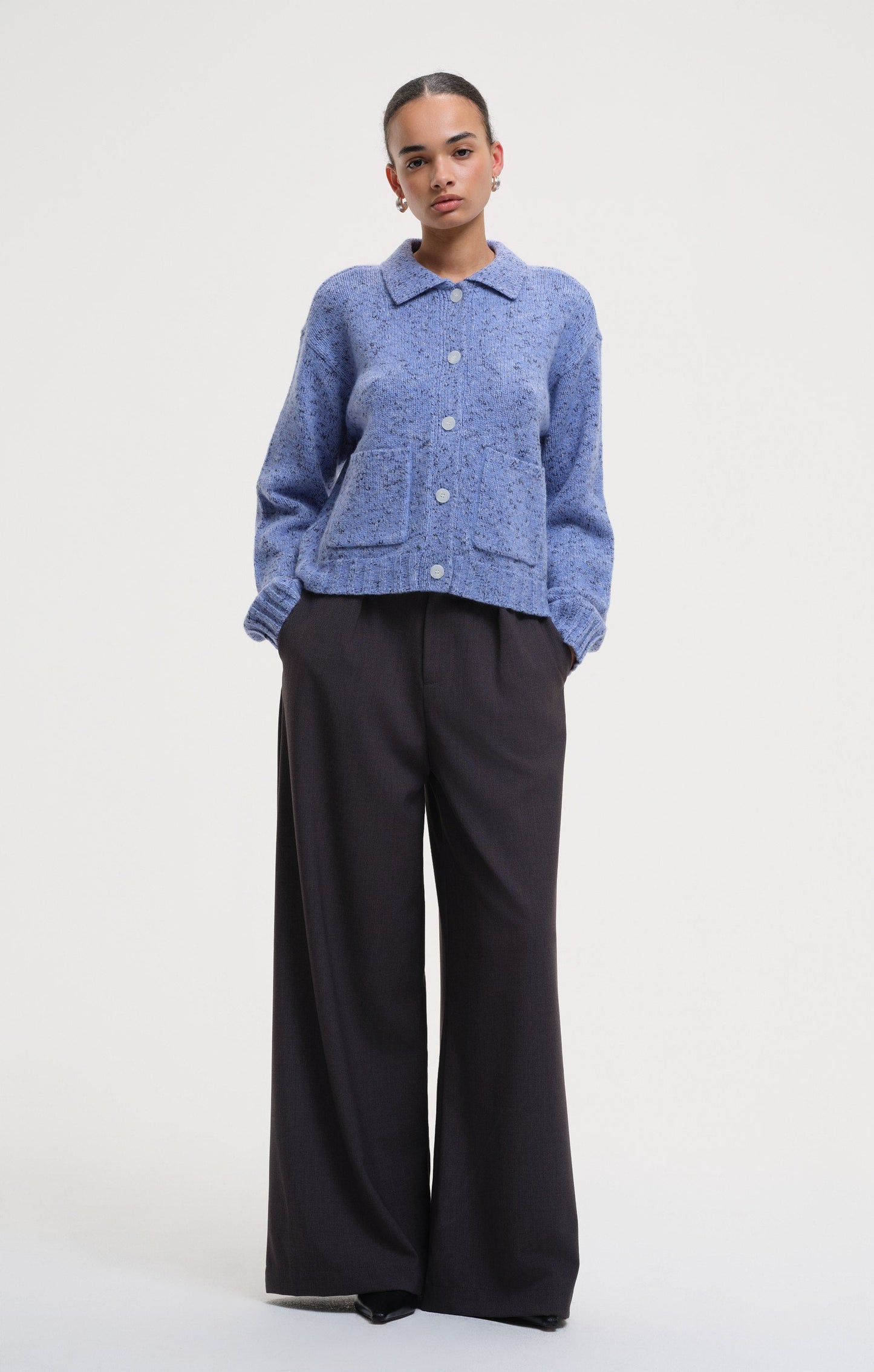 Klo Boxy Knit Cardigan - Blue
