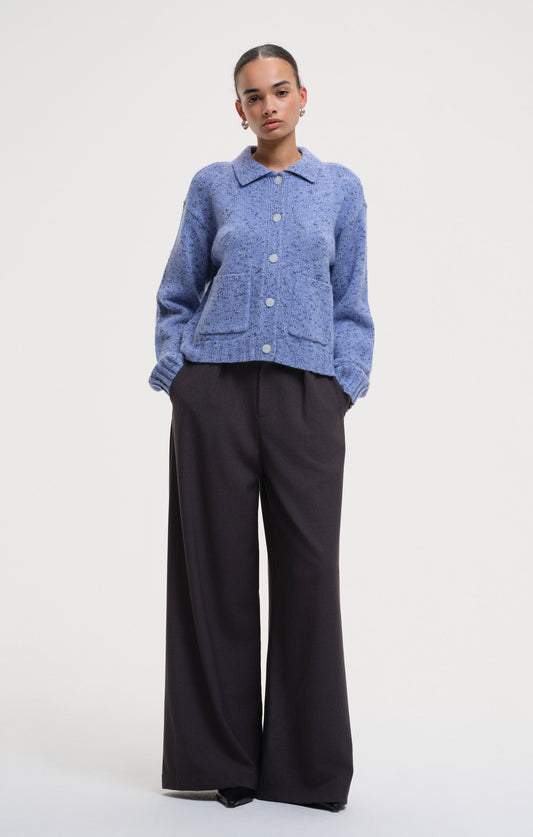 Klo Boxy Knit Cardigan - Blue