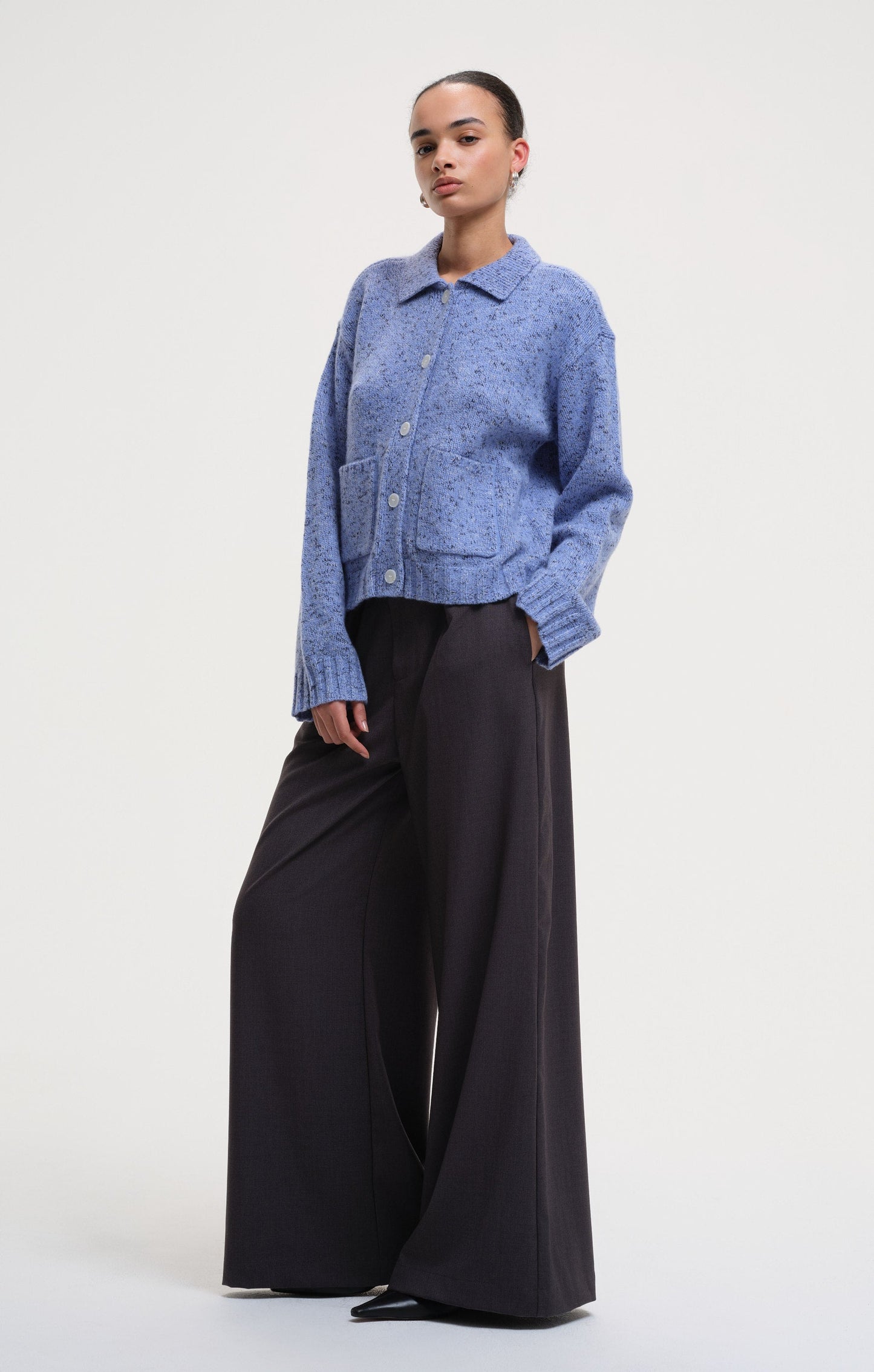 Klo Boxy Knit Cardigan - Blue