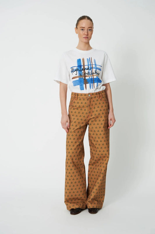 Printed Canvas Pants - Simple Flowers