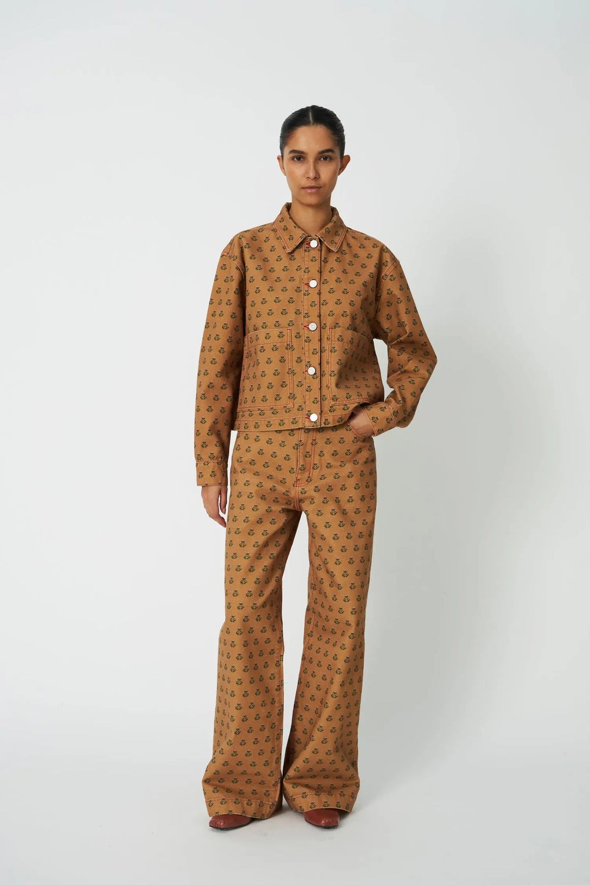 Printed Canvas Pants - Simple Flowers
