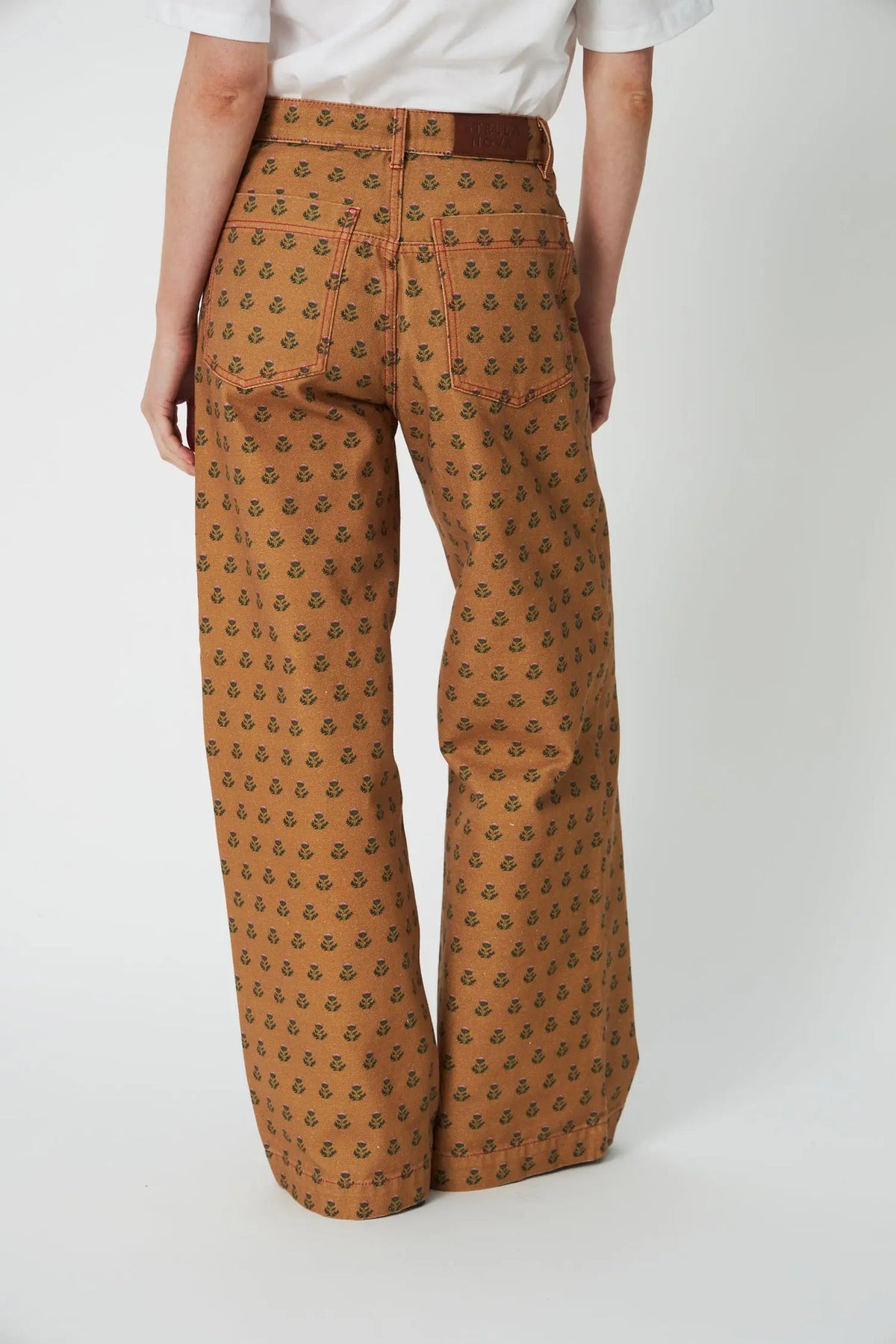 Printed Canvas Pants - Simple Flowers