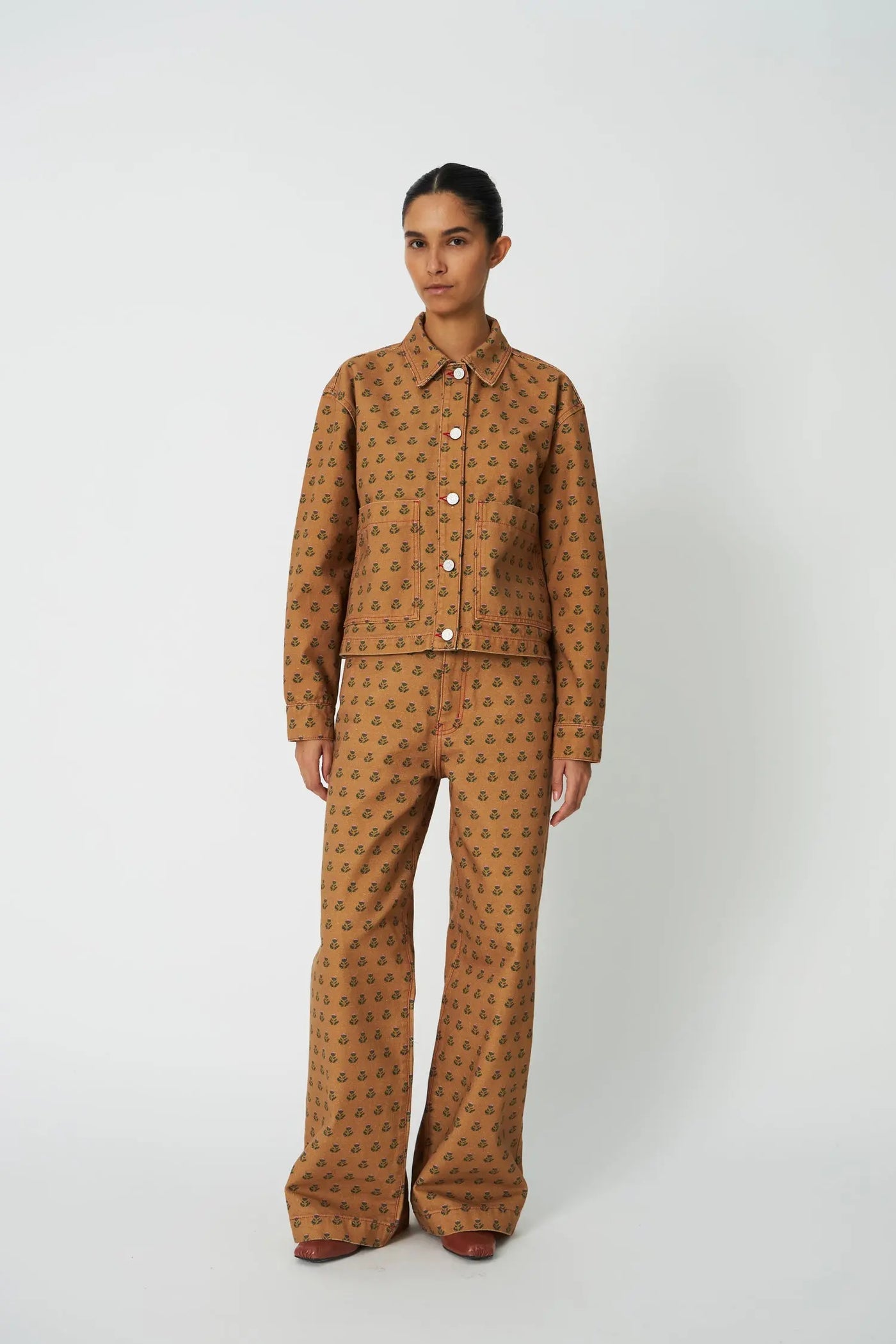 Printed Canvas Shirt - Simple Flowers
