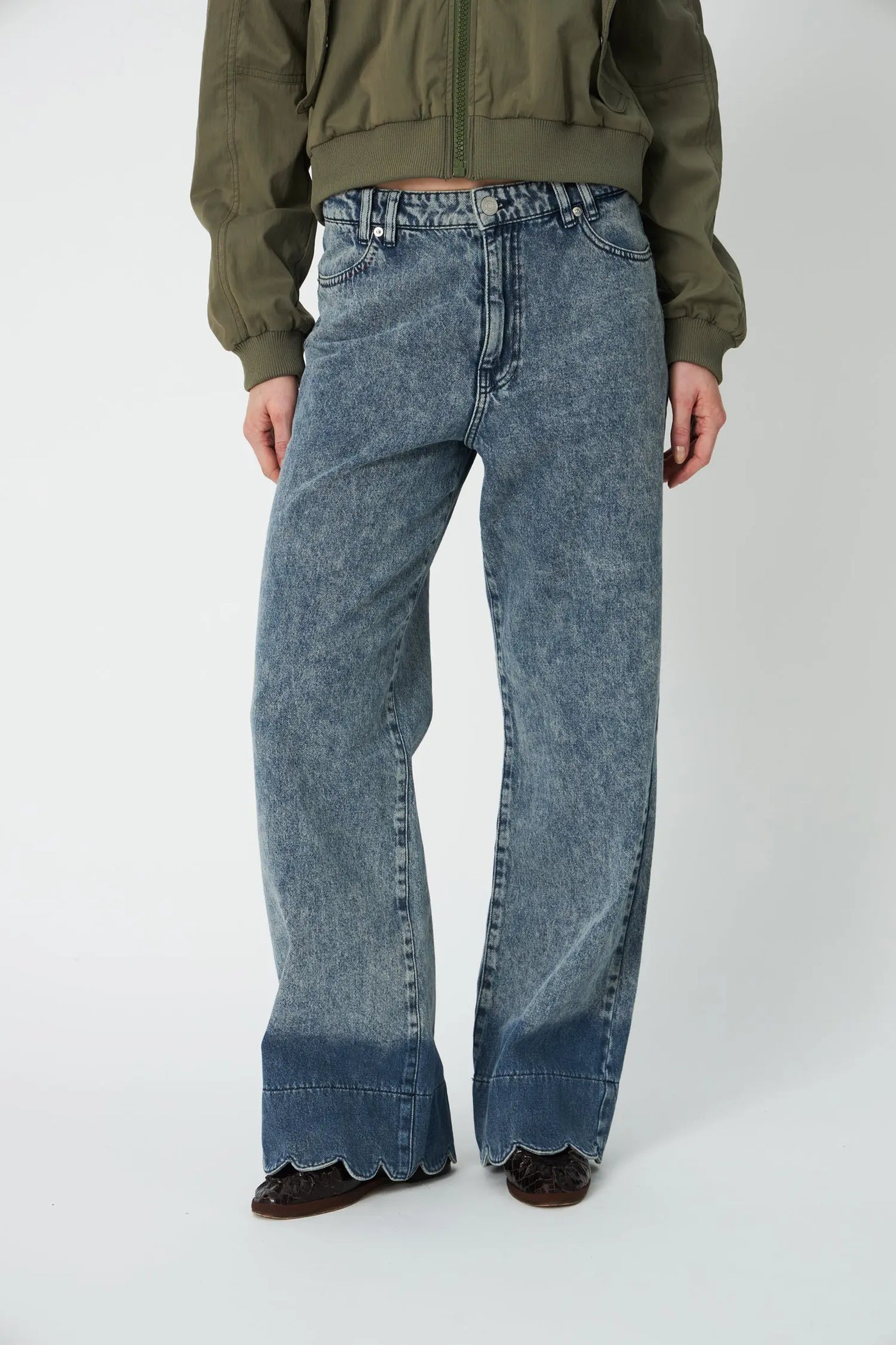 Scallop Edge Pants - Denim Blue