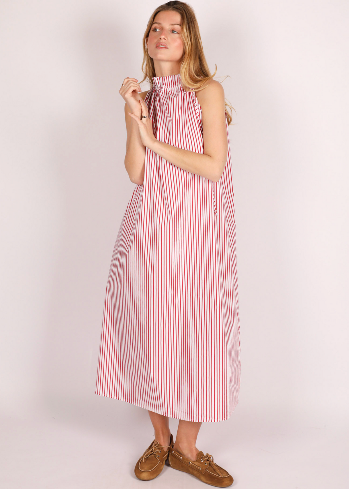 Clia Halter Dress - Red Stripe