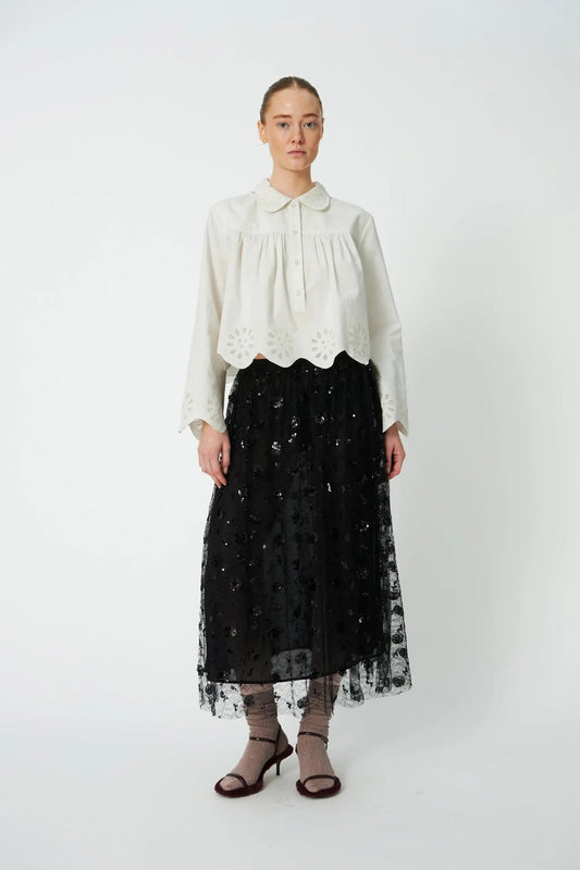Sequins Mesh Skirt - Black