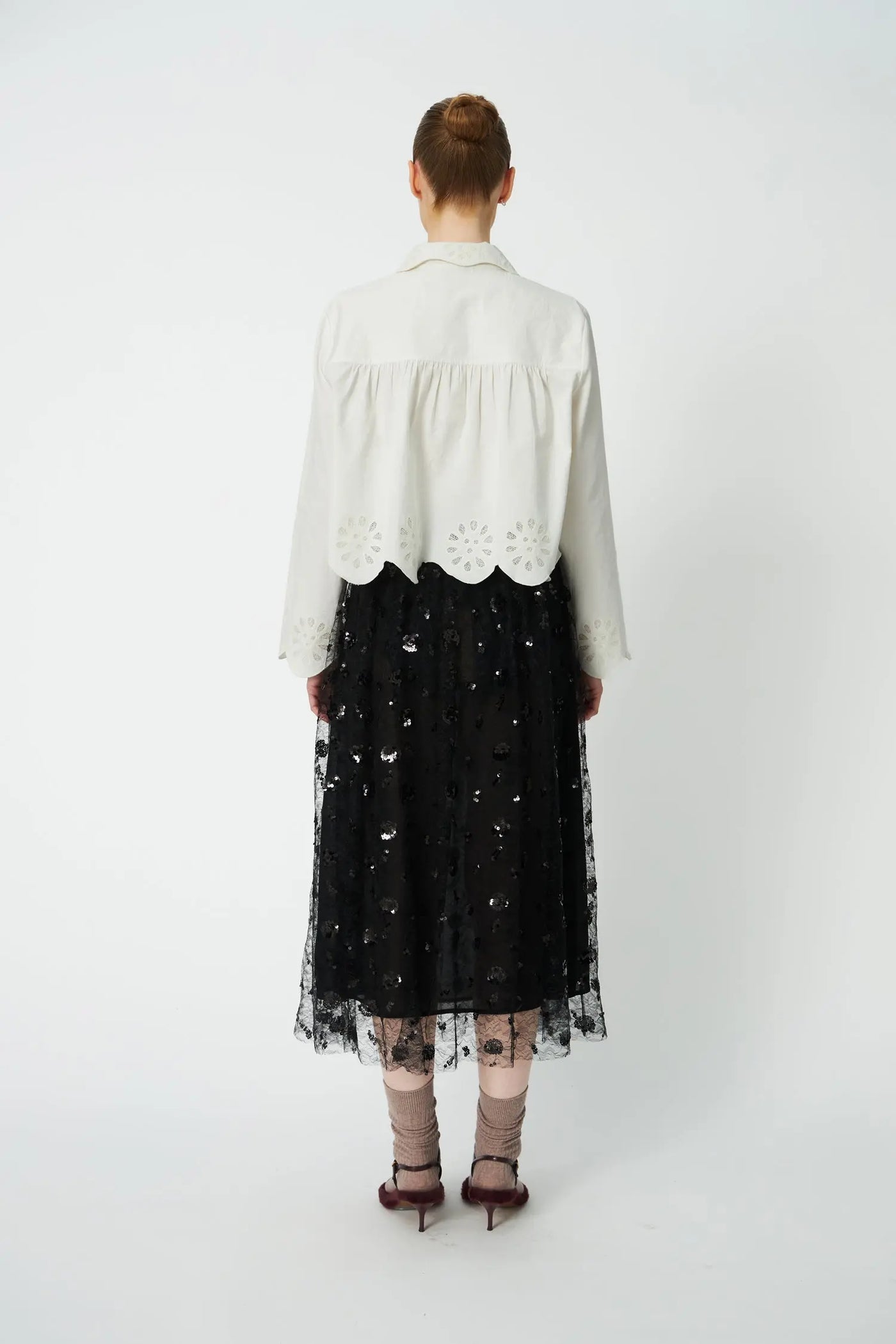 Sequins Mesh Skirt - Black