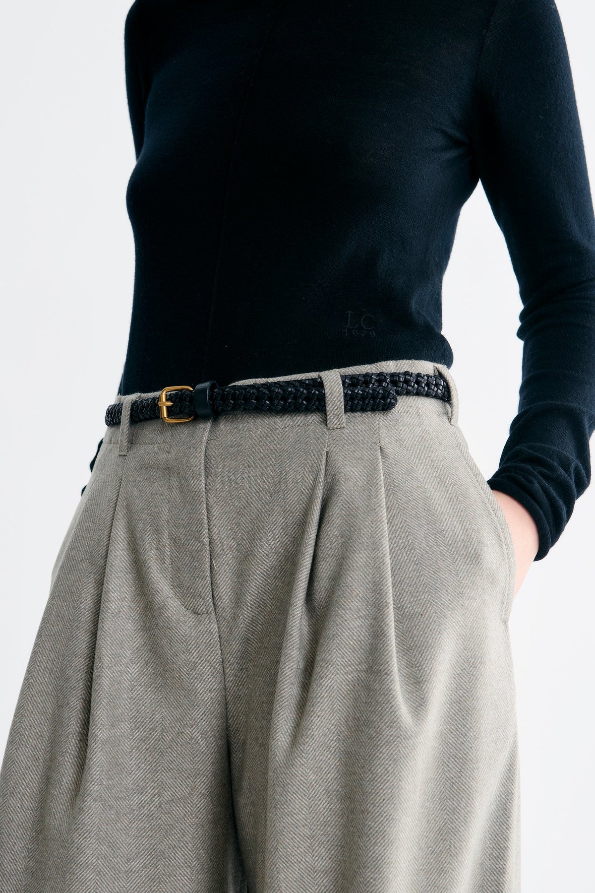 Stella Pants - Egret Herringbone