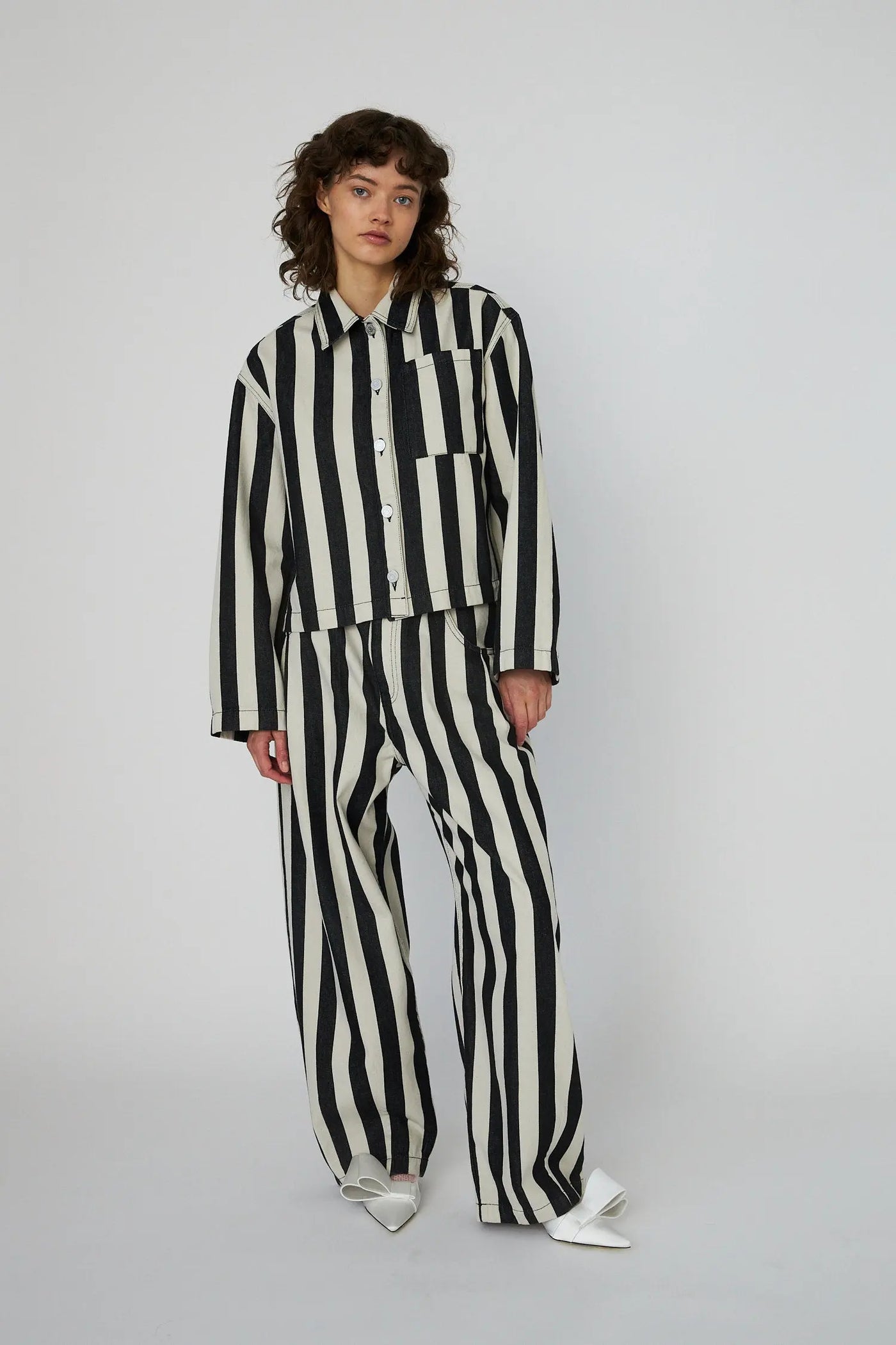 Striped Cotton Shirt - Black/Creme