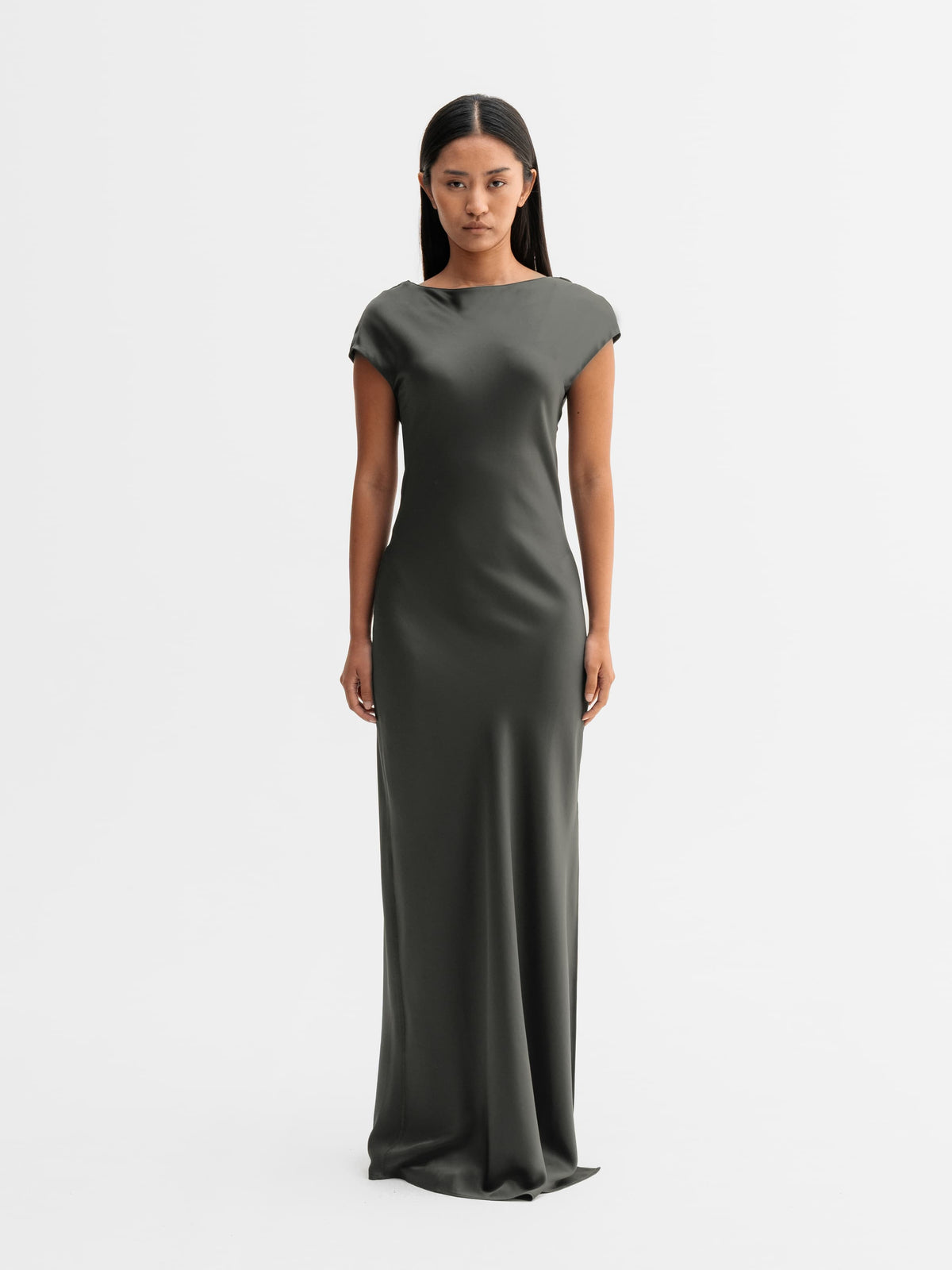 Yuni Satin Dress - Wood