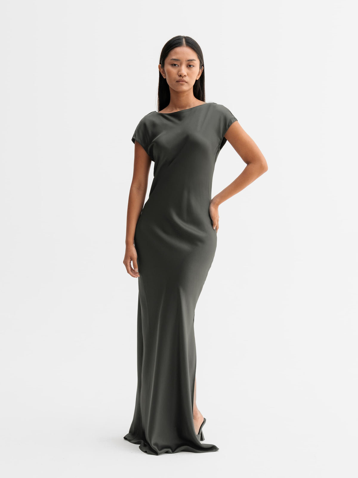 Yuni Satin Dress - Wood