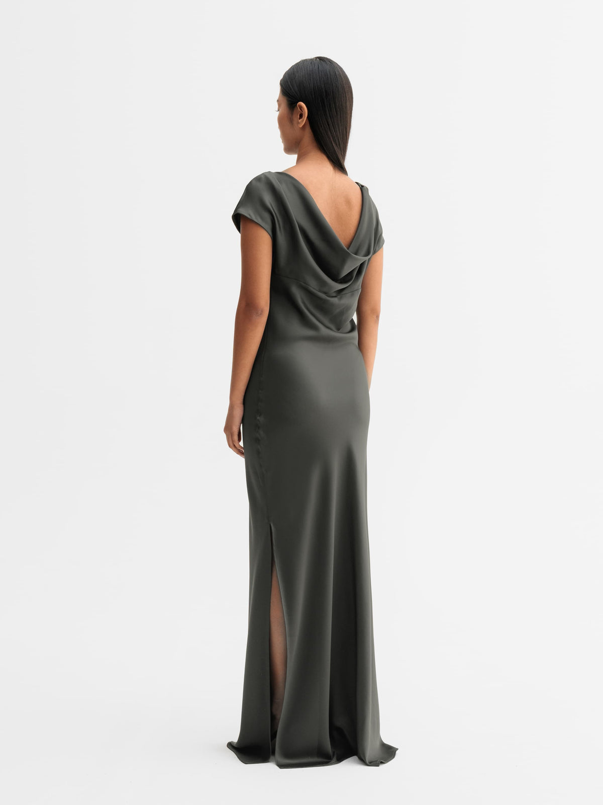 Yuni Satin Dress - Wood
