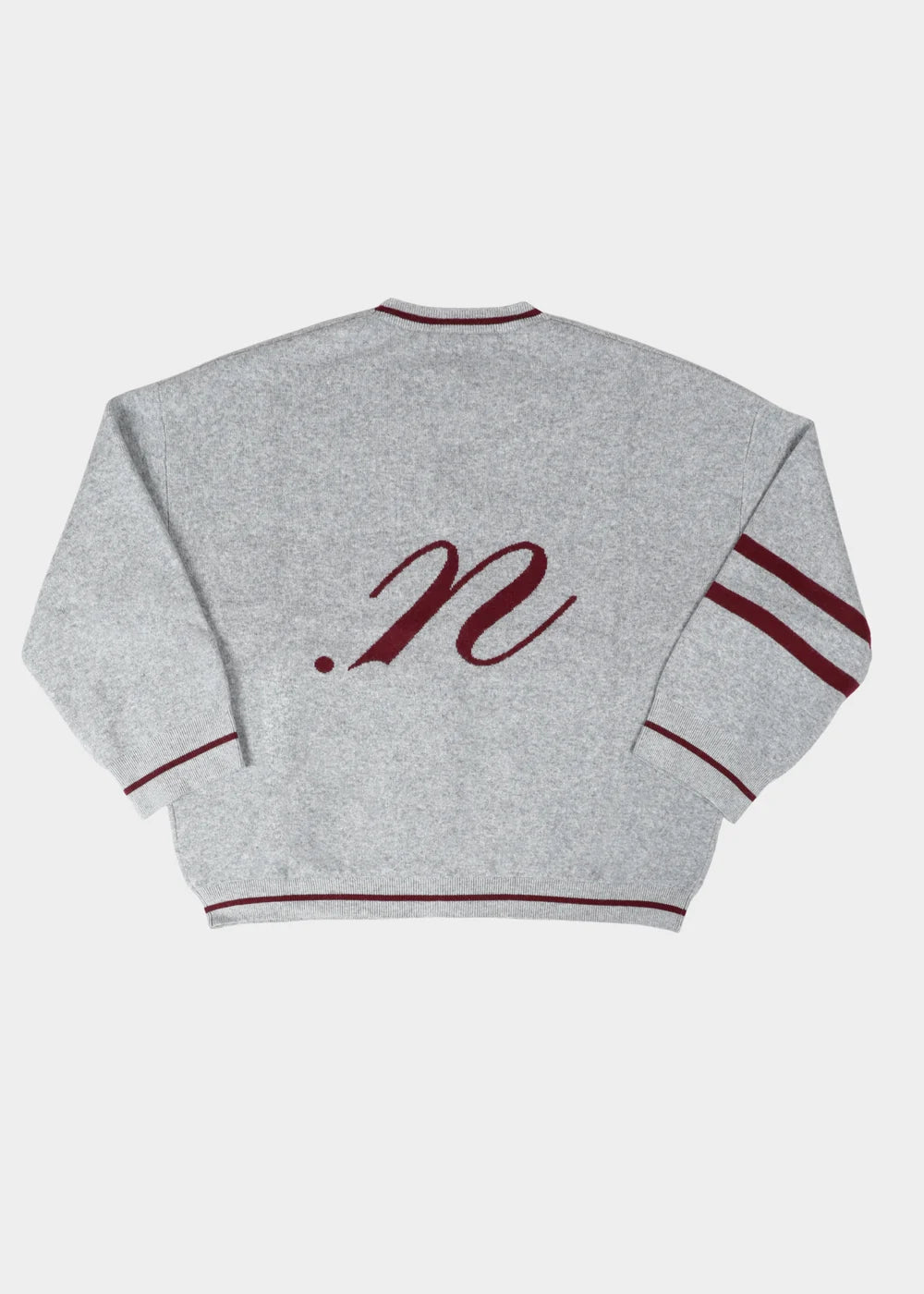 Benny Cardigan - Light Grey / Burgundy