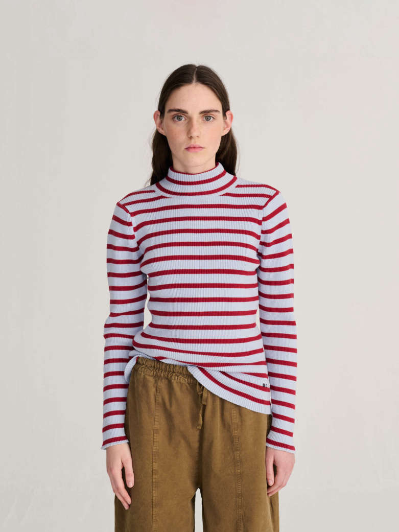 Striped Turtleneck - Wool Cotton Jumper
