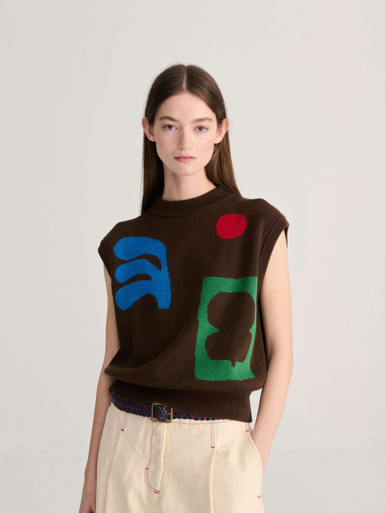 Plant Seal Jacquard Vest - Cotton
