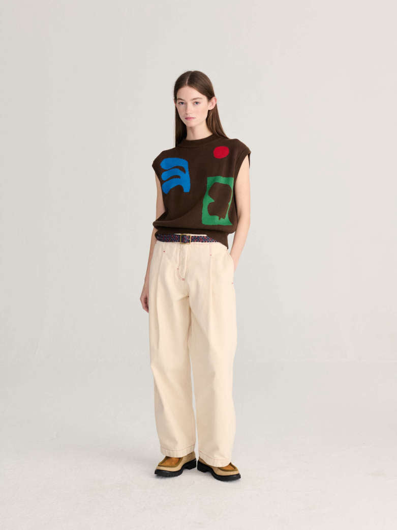 Plant Seal Jacquard Vest - Cotton