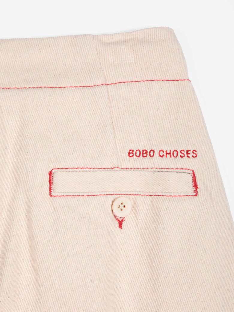 Twill Pleated Barrel Pants - Ecru