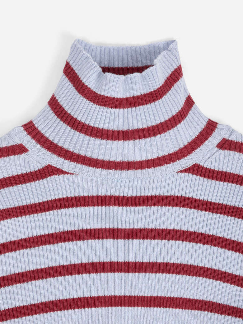 Striped Turtleneck - Wool Cotton Jumper