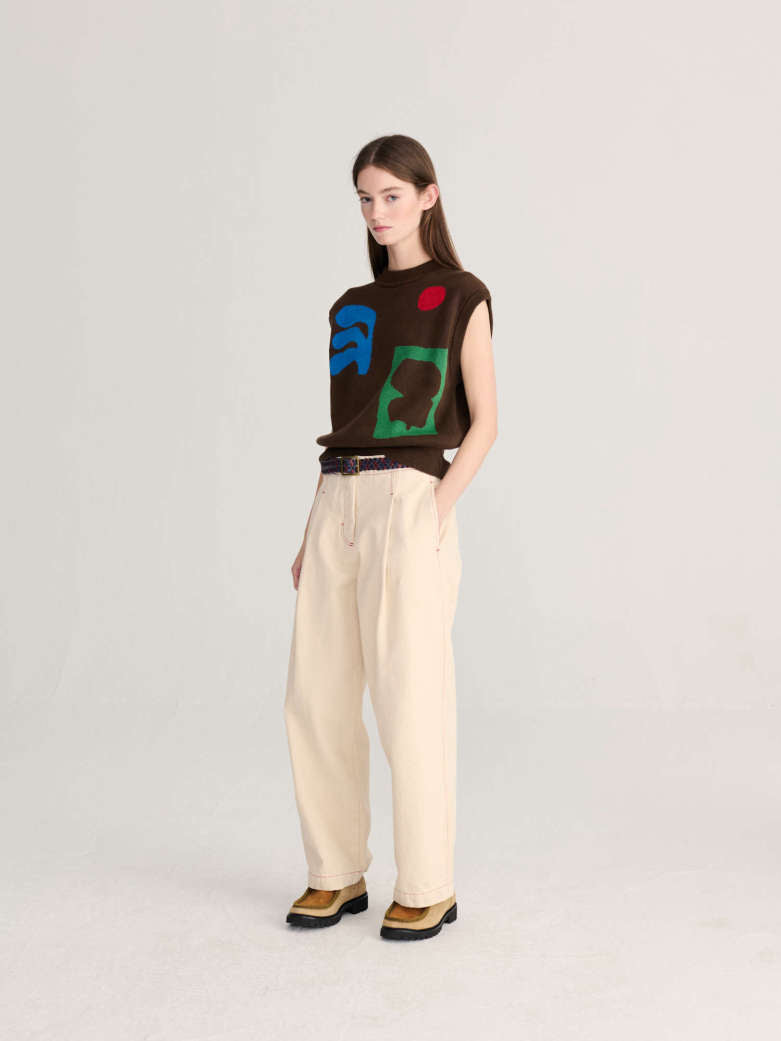 Plant Seal Jacquard Vest - Cotton